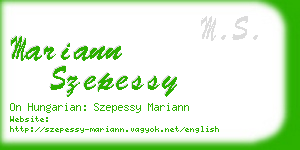 mariann szepessy business card